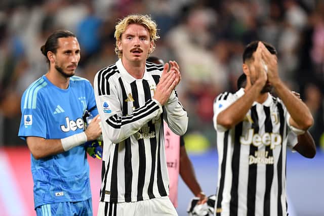 Nick Woltemade of Juventus applauds the fans after the Serie A match between Juventus and AC Milan at Allianz Stadium on September 06, 2026 in Turin, Italy. (Photo by Valerio Pennicino/Getty Images)