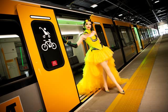Sally TM wore a dress inspired by the Metro on Drag Race UK