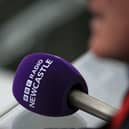 BBC radio Newcastle working as usual at the English Premier League football match between Newcastle United and Wolverhampton Wanderers at St James' Park in Newcastle-upon-Tyne, north-east England on March 12, 2023. (Photo by Lindsey Parnaby / AFP via Getty Images) / RESTRICTED TO EDITORIAL USE. No use with unauthorized audio, video, data, fixture lists, club/league logos or 'live' services. Online in-match use limited to 120 images. An additional 40 images may be used in extra time. No video emulation. Social media in-match use limited to 120 images. An additional 40 images may be used in extra time. No use in betting publications, games or single club/league/player publications. / 
