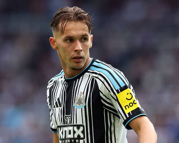 Amar Dedic of Newcastle United looks on during the Premier League 2026/27 match between Newcastle United and AFC Bournemouth at St James' Park on September 05, 2026 in Newcastle upon Tyne, England. (Photo by Ian MacNicol/Getty Images)