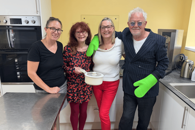 From left: Marie Burnett, Poverty Prevention Team Leader at the Key Community, Linda Ross, All Saints' Churchwarden, Beverley George, the former churchwarden, and Pete Zulu, chef at West Boldon's Black Horse and Fireplace Pizza.