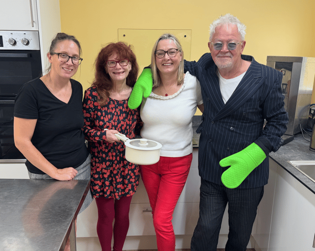 From left: Marie Burnett, Poverty Prevention Team Leader at the Key Community, Linda Ross, All Saints' Churchwarden, Beverley George, the former churchwarden, and Pete Zulu, chef at West Boldon's Black Horse and Fireplace Pizza.