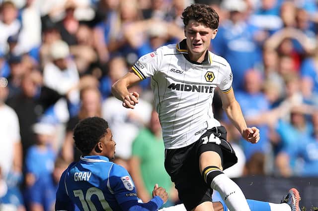 Sean Neave of Wolverhampton Wanderers is tackled by Demarai Gray during the Sky Bet Championship 2026/27 match between Birmingham City and Wolverhampton Wanderers at St Andrew’s at Knighthead Park on September 06, 2026 in Birmingham, England. (Photo by David Rogers/Getty Images)