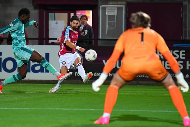 Jordan Jones made his South Shields debut as a substitute in a 2-1 win against National League North rivals Marine (photo Kevin Wilson)