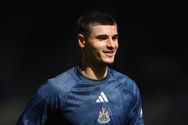 Matias Fernandez-Pardo of Newcastle United looks on during the warm up prior to the Premier League 2026/27 match between Newcastle United and AFC Bournemouth at St James' Park on September 05, 2026 in Newcastle upon Tyne, England. (Photo by Stu Forster/Getty Images)