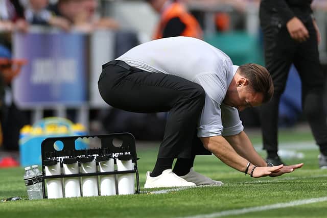 Matthias Jaissle, Manager of Newcastle United, reacts during the Premier League 2026/27 match between Newcastle United and AFC Bournemouth at St James' Park on September 05, 2026 in Newcastle upon Tyne, England. (Photo by Stu Forster/Getty Images)