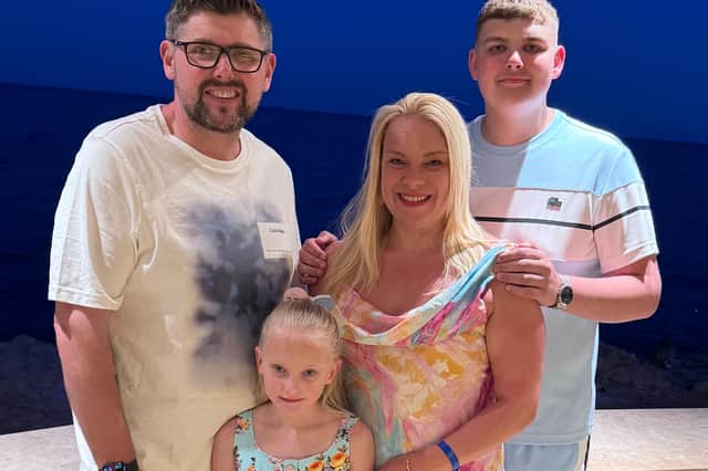 Charlotte with mum and dad, Adele and Jonathan, and brother Daniel.