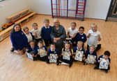 Carol Inkster with pupils at Toner Avenue Primary School.