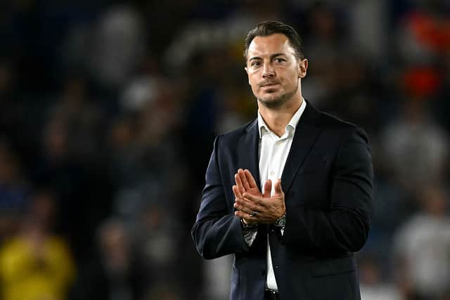 Newcastle United's German head coach Matthias Jaissle applauds the fans following the English Premier League football match between Leeds United and Newcastle United at Elland Road in Leeds, northern England on September 14, 2026. (Photo by Paul ELLIS / AFP via Getty Images)