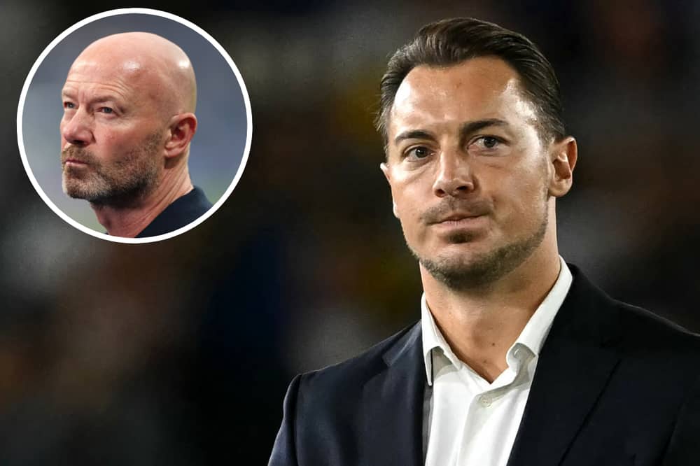 Alan Shearer (inset) and Newcastle United manager Matthias Jaissle.