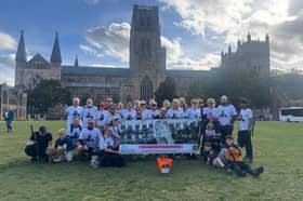 Heather's friends and family walked to Durham Cathedral.