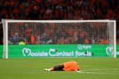 Brian Brobbey of the Netherlands reacts after picking up an injury against Germany (Photo by Lars Baron/Getty Images)
