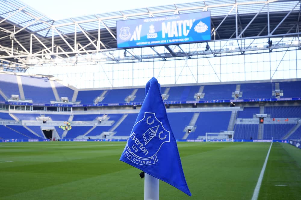 EvertonA general view of an Everton corner flag at the Hill Dickinson Stadium