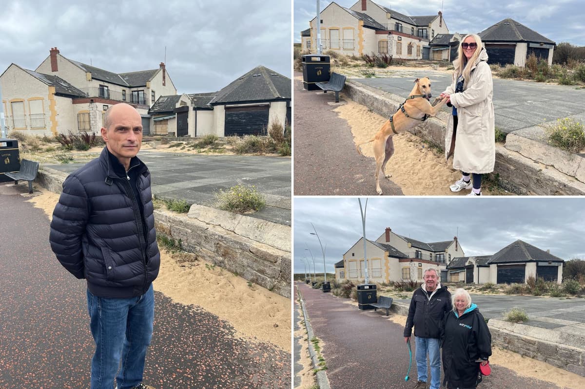 „Kein Wohnraum“ – | Spaziergänger an der Strandpromenade von South Shields ...