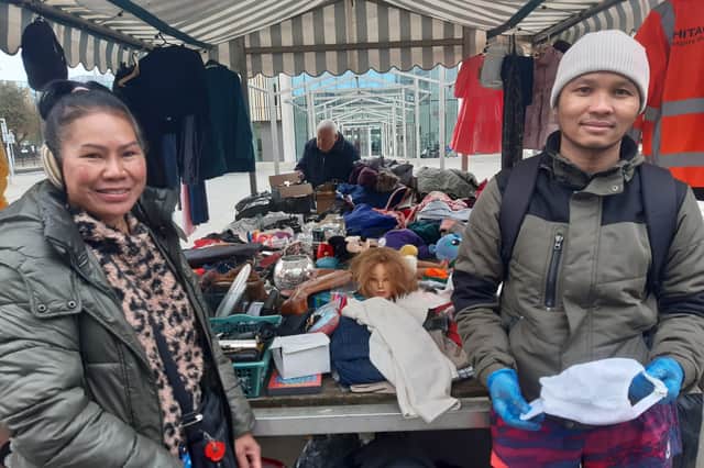 Chaweewan Donnelly and customer Nay Zar Aung