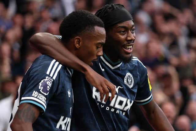 Anthony Elanga of Newcastle United celebrates scoring his team’s first goal during the Premier League 2026/27 match between Tottenham Hotspur and Newcastle United at Tottenham Hotspur Stadium on August 29, 2026 in London, England. (Photo by Richard Heathcote/Getty Images)