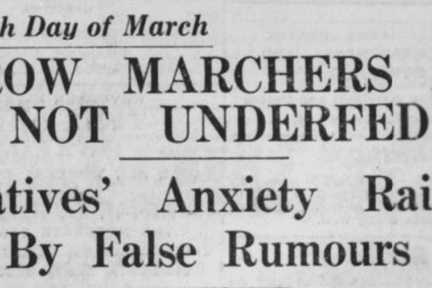 The men on the march ate and slept well, and the rumours which reached their families were nowhere near the truth.