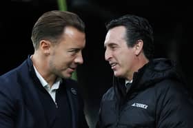 Matthias Jaissle, Manager of Newcastle United, speaks with Unai Emery, Manager of Aston Villa, before the Premier League 2026/27 match between Newcastle United and Aston Villa FC at St James' Park on October 17, 2026 in Newcastle upon Tyne, England. (Photo by Ian MacNicol/Getty Images)