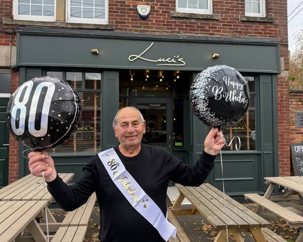 Marcello outside Luci's, the restaurant he co-owns in Front Street, Cleadon Village
