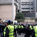 Police officers separate fans of Newcastle United and Sunderland outside the stadium prior to the Premier League match between Newcastle United and Sunderland at St James' Park on March 22, 2026 in Newcastle upon Tyne, England. (Photo by Carl Recine/Getty Images)