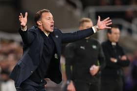 Matthias Jaissle, Manager of Newcastle United, reacts during the Premier League 2026/27 match between Newcastle United and Aston Villa FC at St James' Park on October 17, 2026 in Newcastle upon Tyne, England. (Photo by Stu Forster/Getty Images)