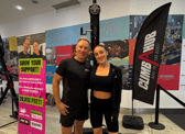 David Fairlamb and Georgia Sybenga at the end of their Everest challenge