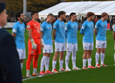 South Shields FC players during last year's Remembrance ceremony.