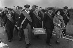 Carrying the petition on the Jarrow Crusade.  (Photo by Fox Photos/Getty Images)