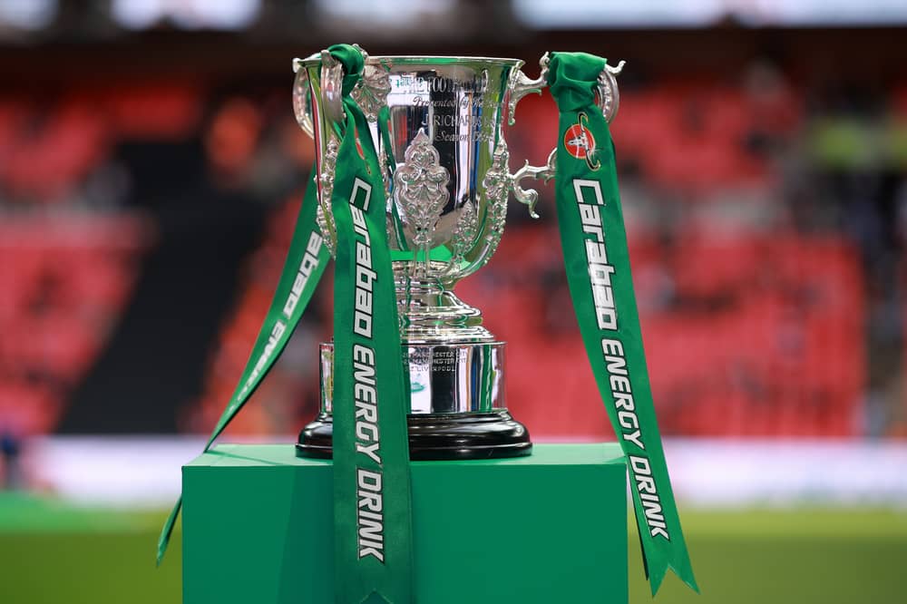 A general view of the Carabao Cup trophy (Photo by Eddie Keogh/Getty Images)