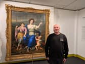 Rory Brady next to the Mignard painting featuring his 17th Century relative.
