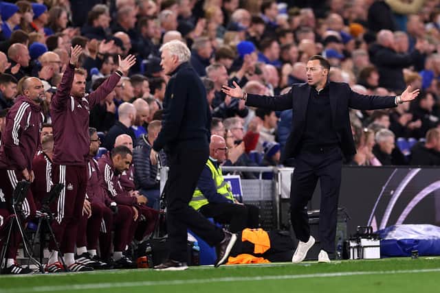 Matthias Jaissle, Manager of Newcastle United, reacts during the Carabao Cup Fourth Round match between Everton and Newcastle United at Hill Dickinson Stadium on October 29, 2026 in Liverpool, England. (Photo by Carl Recine/Getty Images)
