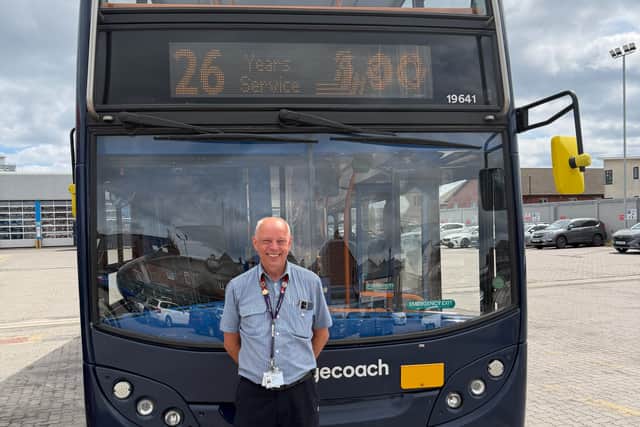 Shields bus stalwart Calum Train has retired after 26 years working for Stagecoach.