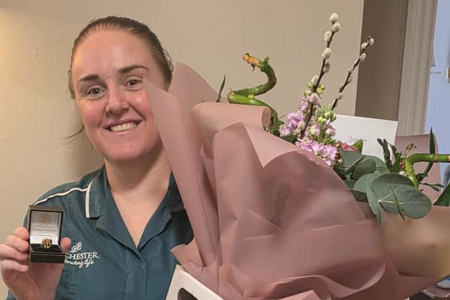 Care Assistant Shauna Dixon from Harton Grange care home celebrates 10 years long service
