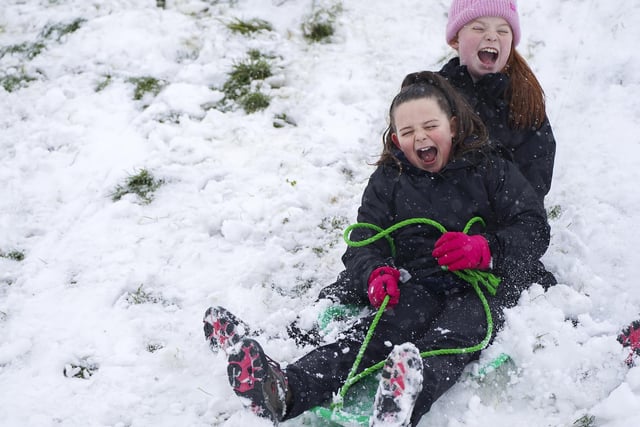 Sisters Alice and Olivia McCormack had a brilliant time sledging!
