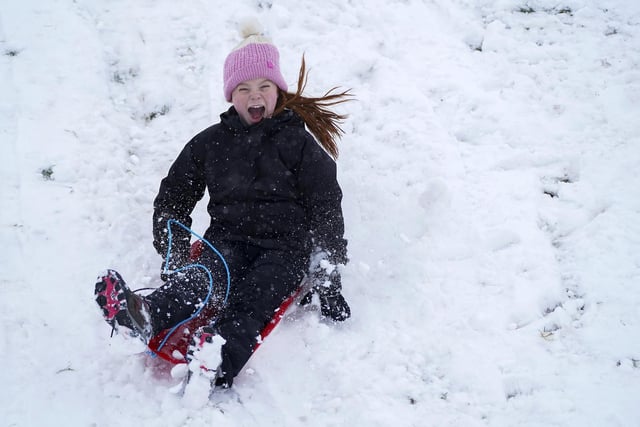 Alice McCormack had the time of her life in the snow at Sandal Castle.