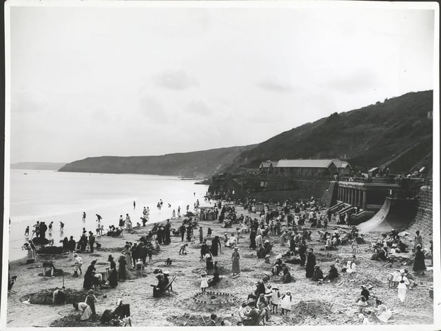 Sandcastles, children 's corner on the sands at Scarborough, about 1913, Scarborough.