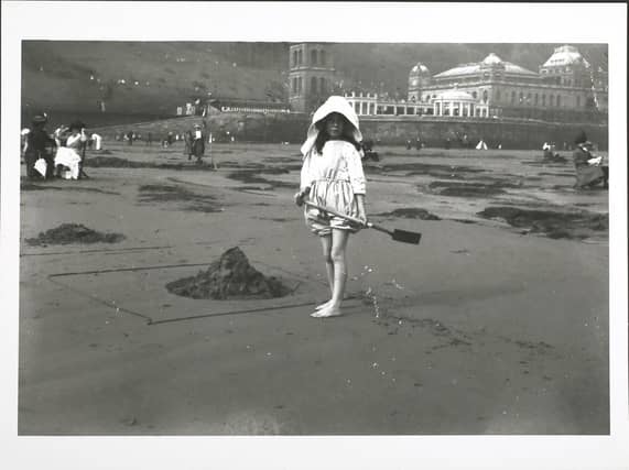 circa 1913 Children on the sands at Scarborough.