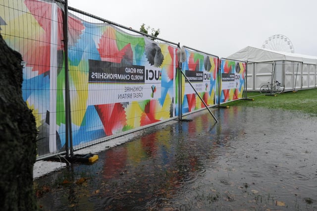 The fanzone at the UCI Road World Cycling Championships had to be closed due to flooding in 2019.