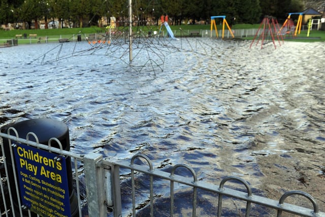 The children's play area is one of the most notorious spots for flooding in Pateley - this was in 2012.