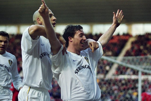 Robbie Fowler celebrates scoring against Middlesbrough at the Riverside in February 2002. The game finished 2-2.