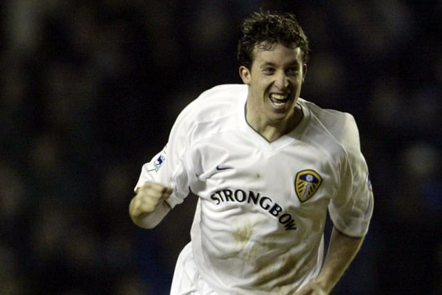 Robbie Fowler celebrates scoring against Ipswich Town at Elland Road in March 2002. The Whites won 2-0.