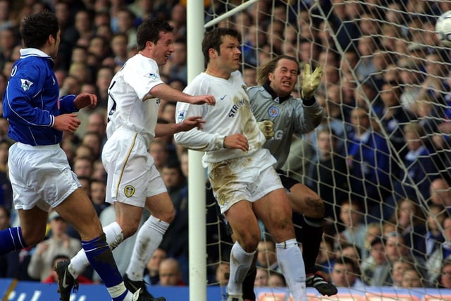 Robbie Fowler scores against Leicester City at Filbert Street in March 2002. The Whites won 2-0.