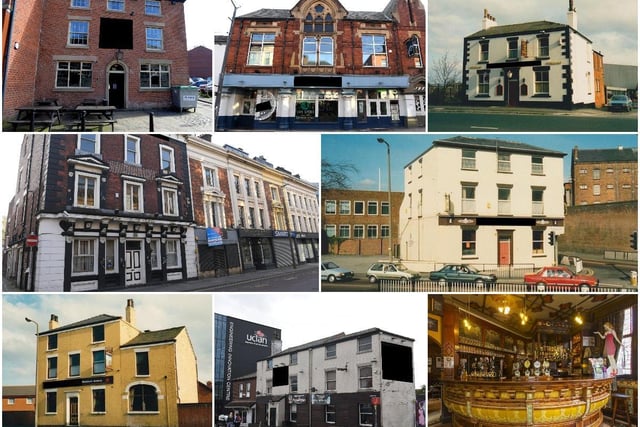 1. Birley Arms 2. New Hall Lane Tavern 3. Golden Cross Hotel 4. The Blue Bell 5. The County Arms 6. Roper Hall 7. The Ferret 8. The Cross Keys 9. The Withy Trees 10. Plau Bar 11. Ships and Giggles 12. The Adelphi 13. The Black Horse 14. The Moorbrook 15. The Wellington