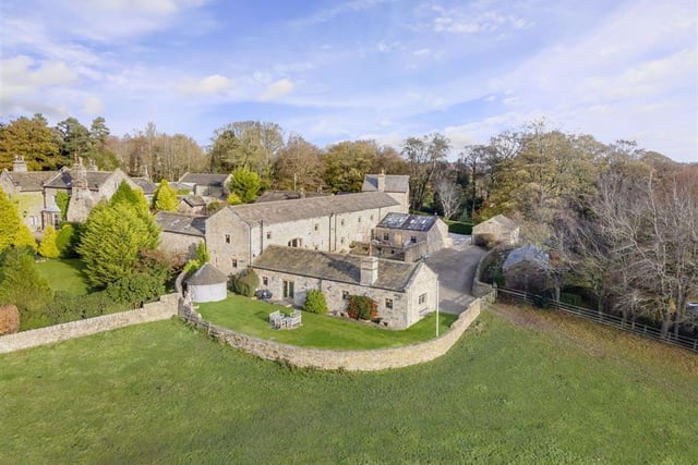 Unique country estate that offers a four bedroom detached family home with far reaching countryside views over its own land, with a development opportunity of an attached barn that has the benefit of planning permission granted. On the market for £4,750,000. Agent: Hopkinsons, Harrogate.