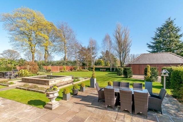Five bedroom detached house with cinema room and large gardens. On the market for £2,000,000. Agent: Carter Jonas, Harrogate.