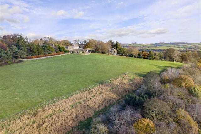 Unique country estate that offers a four bedroom detached family home with far reaching countryside views over its own land, with a development opportunity of an attached barn that has the benefit of planning permission granted. On the market for £4,750,000. Agent: Hopkinsons, Harrogate.