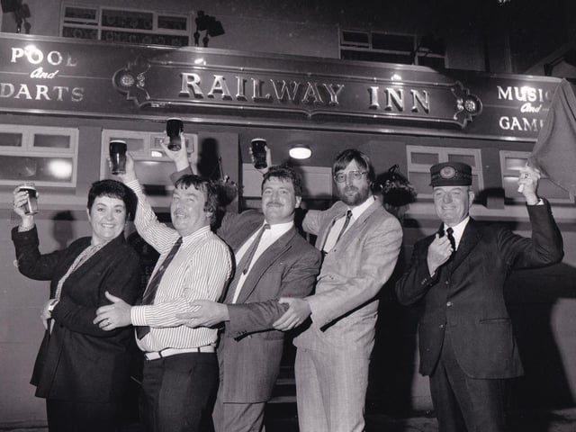 October 1988 and the Railway Inn on Balm Road in Hunslet was reopened by former Leeds Station manager Ronnie Stead (right) after a refurbish. He is pictured with landlady Pauline Barker, husband Colin and Stan Fearnley and Richard Keightley.