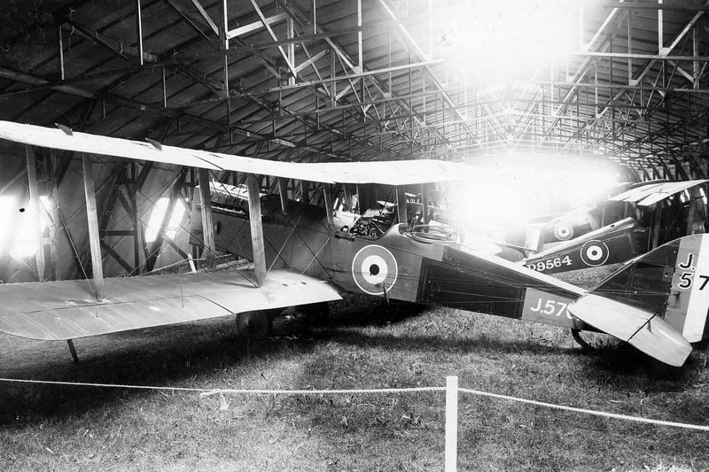 A De-Havillard DH49 was the RFC's main tactical bomber of the late war period. Just visible in the cockpit are the basic flying instruments and, voice tube for speaking to the observer in the rear cockpit.
