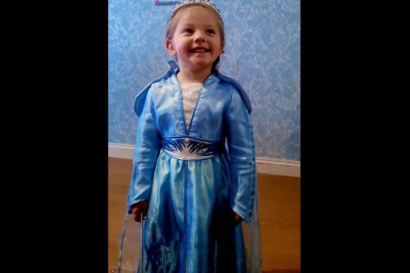 Emily aged 3, as Elsa