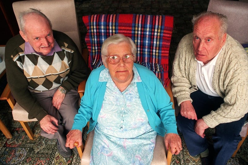 June 1998 and council care home Hillside in Bramley was facing closure. Pictured are residents, from left, Leonard Annal, Olive Eddison and John Summerville.